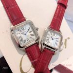 Top Cartier Santos-Dumont Lover Red Leather Strap / Cartier Watches
